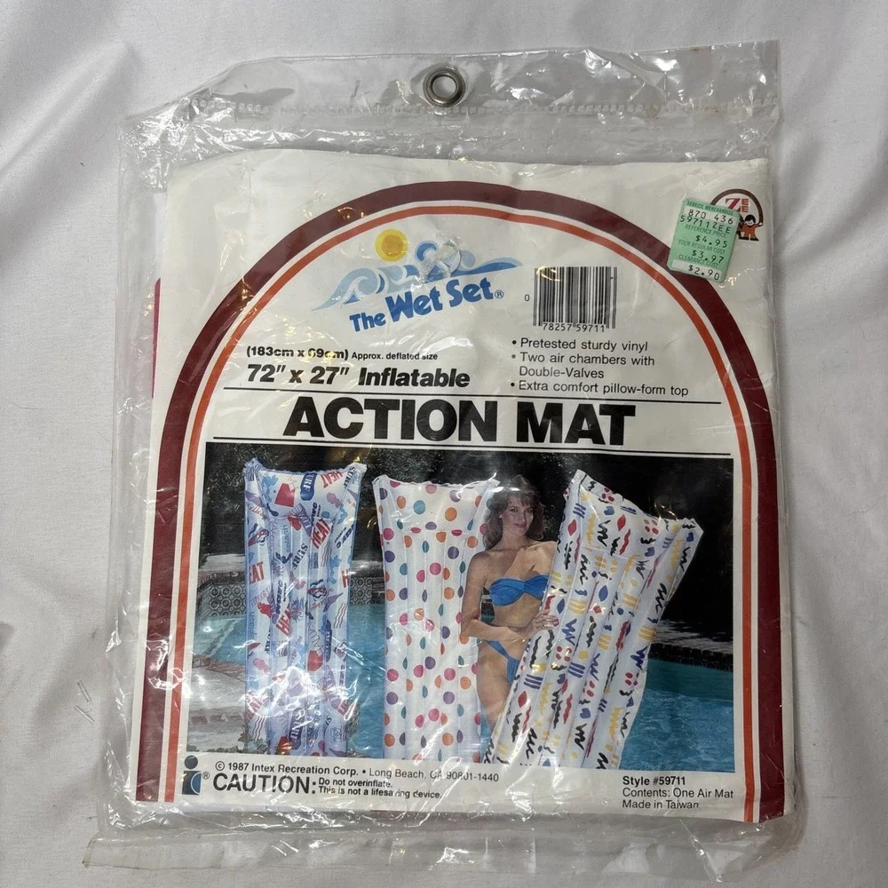 Vintage Index The Wet Set Action Mat Beach Print Pool Float #59711 72